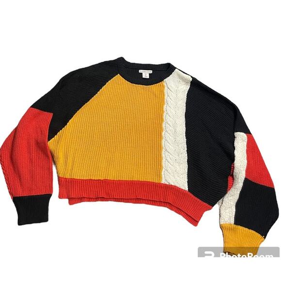 Sincerely Jules Sweater Womens Large Boxy Overized Orange Yellow Black ST18S268 - Picture 1 of 10